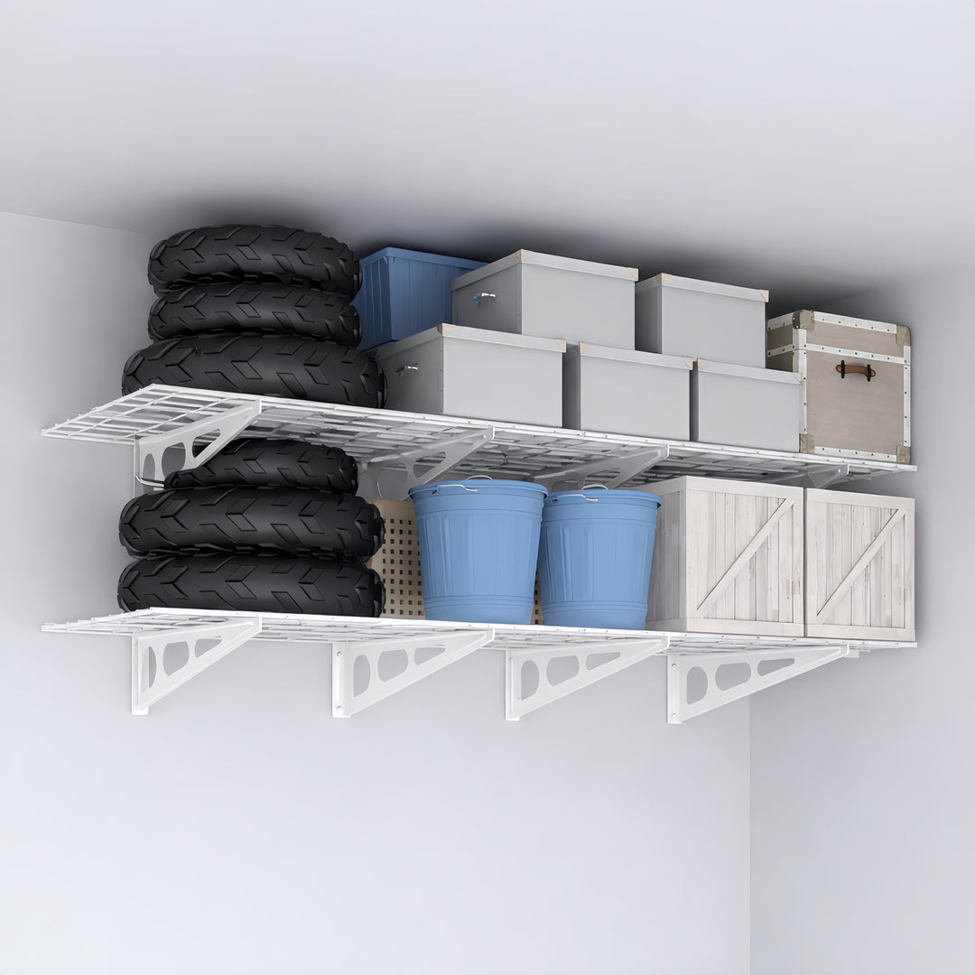Wall Mounted Garage Shelving - Large White