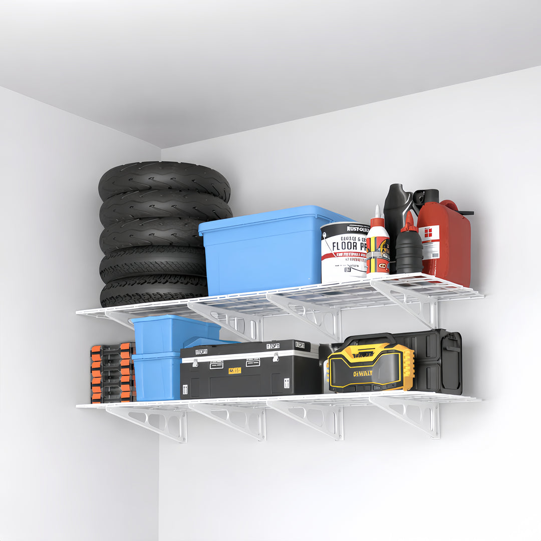 Wall Mounted Garage Shelving - Large White